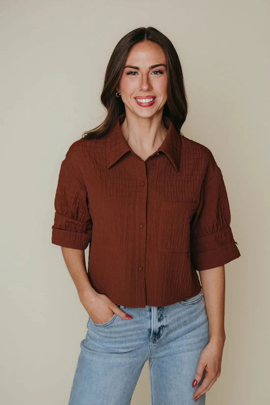 Maeve Top | Brown Textured