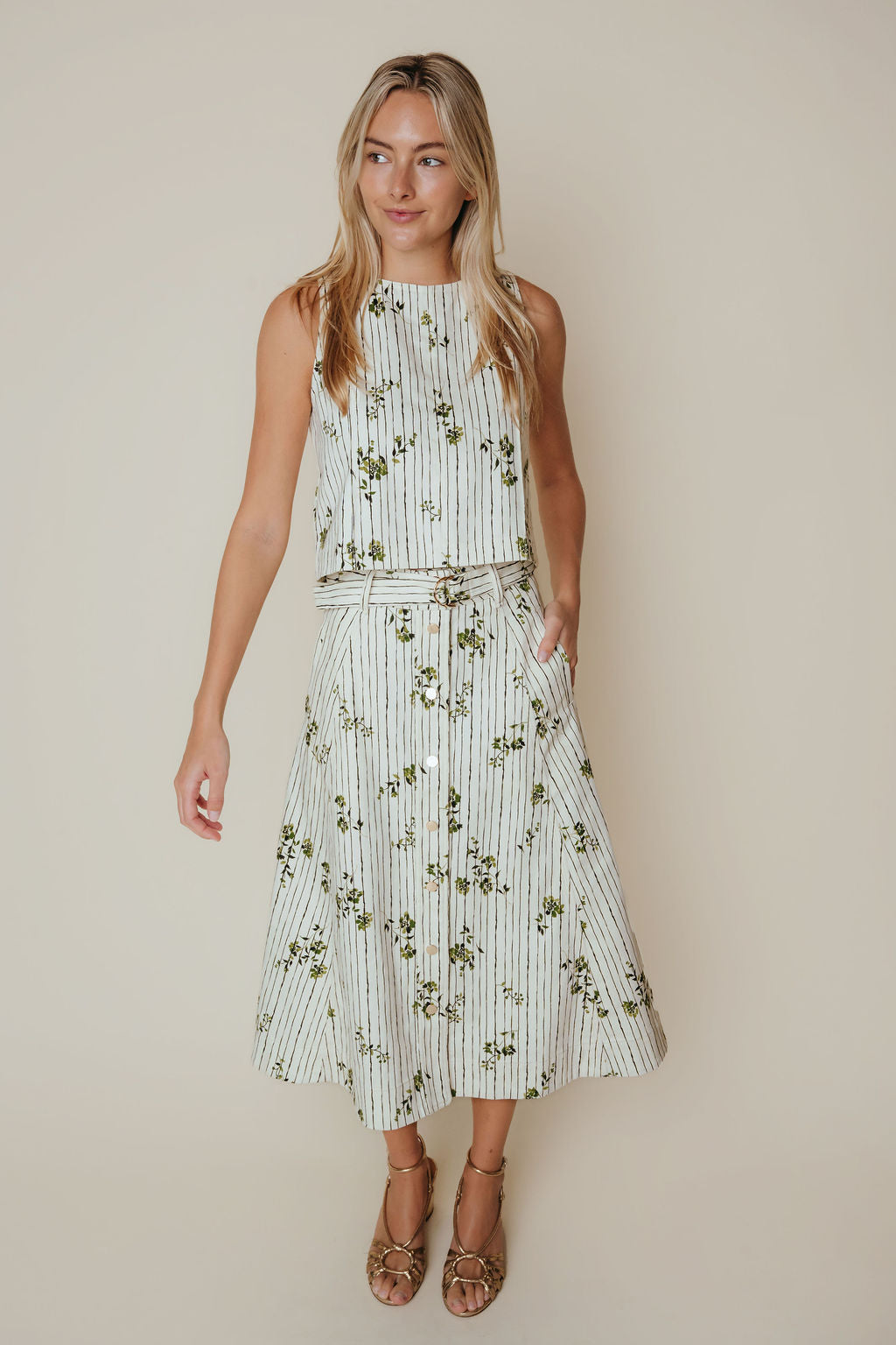 Haven Skirt | Pinstripe Floral