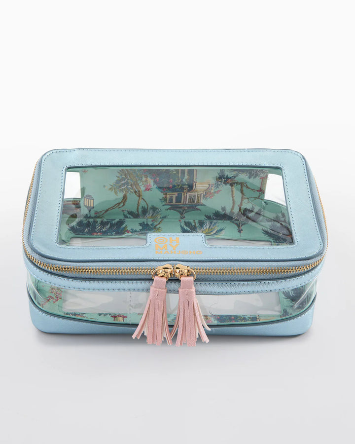 Mahjong Tile Storage Bag | Metallic Light Blue