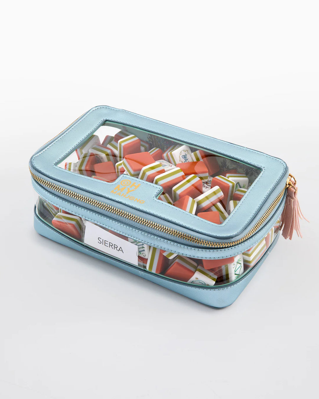 Mahjong Tile Storage Bag | Metallic Light Blue