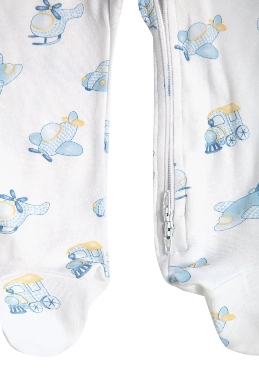 Mini voyages Zipper Footie | Blue - Charlotte's Inc