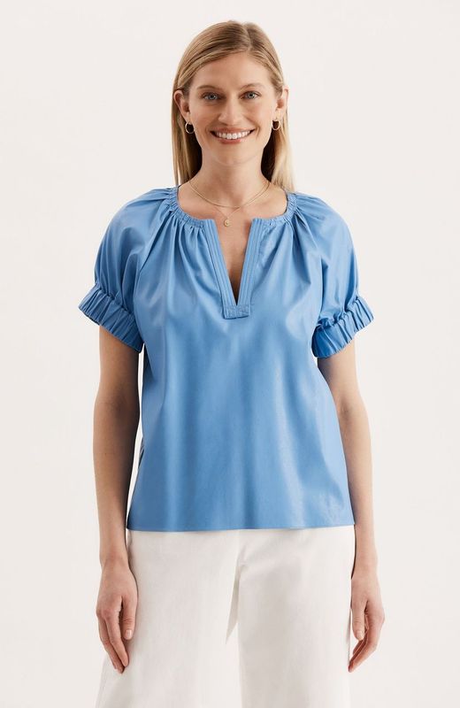 Skylar Vegan Leather Top | Provence Blue