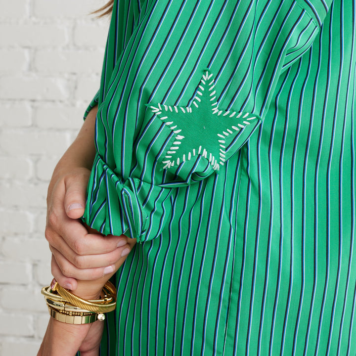 Preppy Dress | Fall Stripe Green