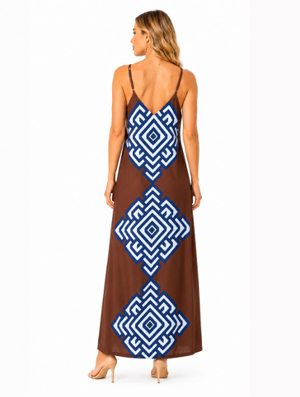 Patricia Dress | Brown & Blue