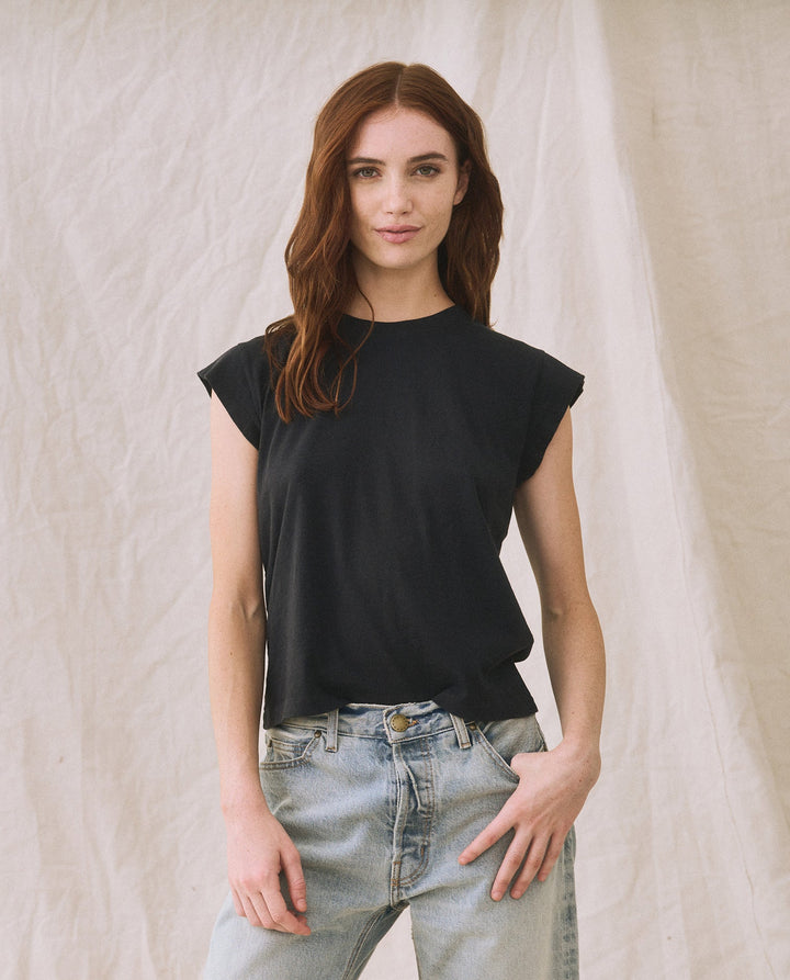 The Peak Shoulder Tee | Almost Black