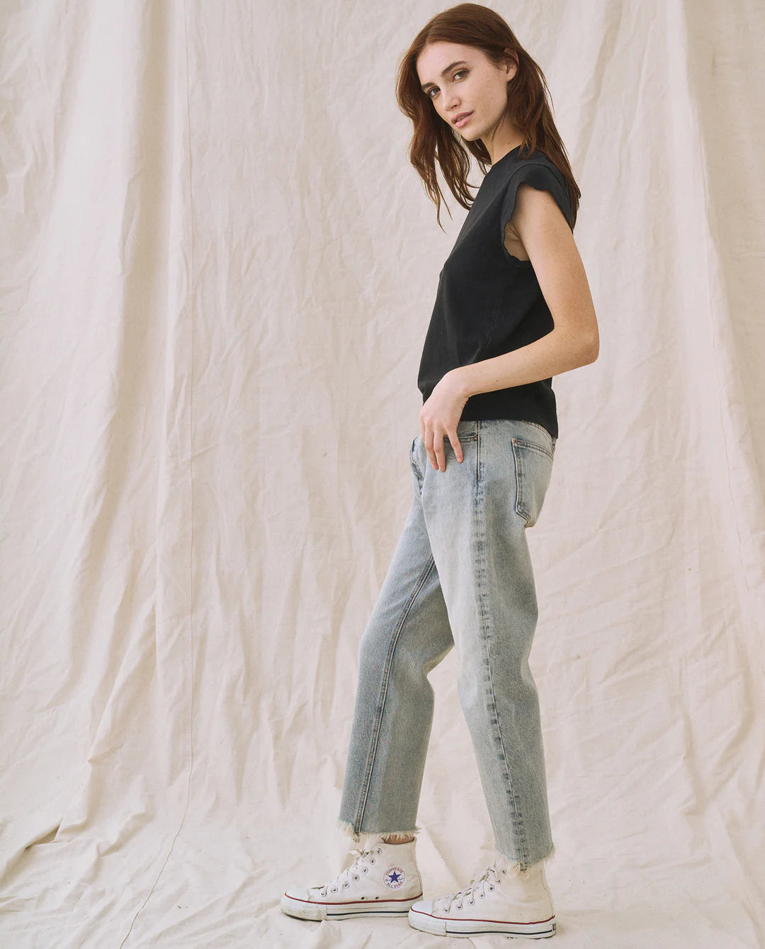 The Peak Shoulder Tee | Almost Black
