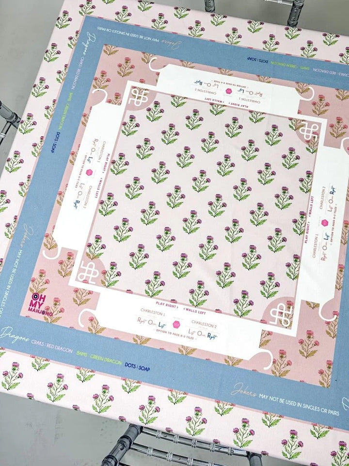 Purple Thistle Instructional Mahjong Tablecloth