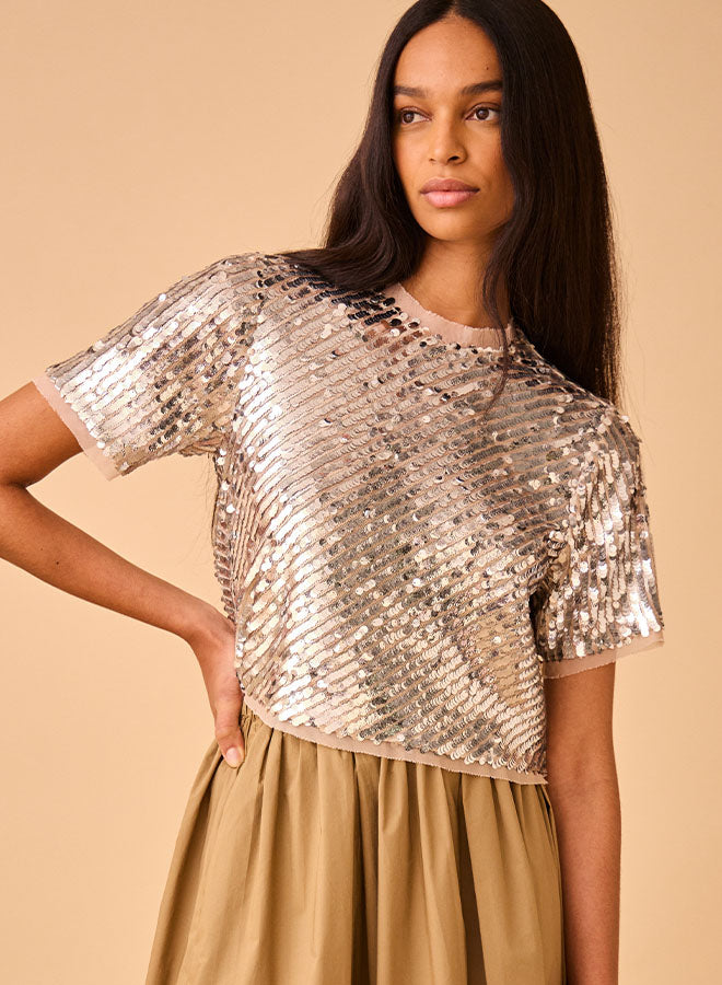 Pixie Top | Rose Sequin