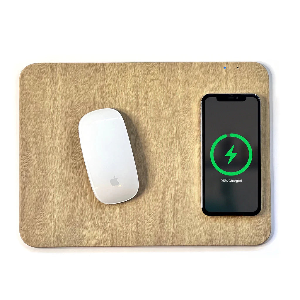 Power Pad Qi Charger Mouse Pad | Natural Wood