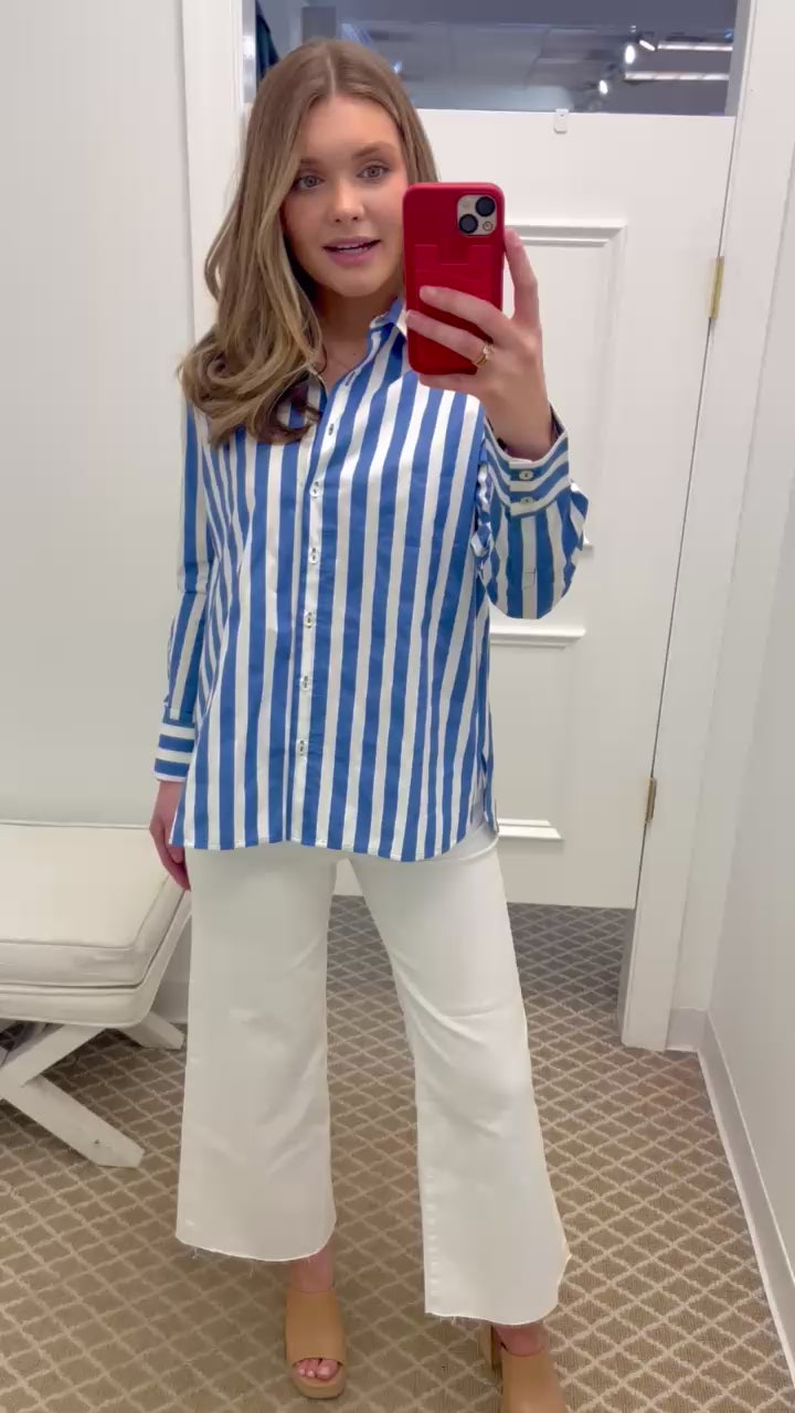 Crispy Natal Blouse | Blue Stripes