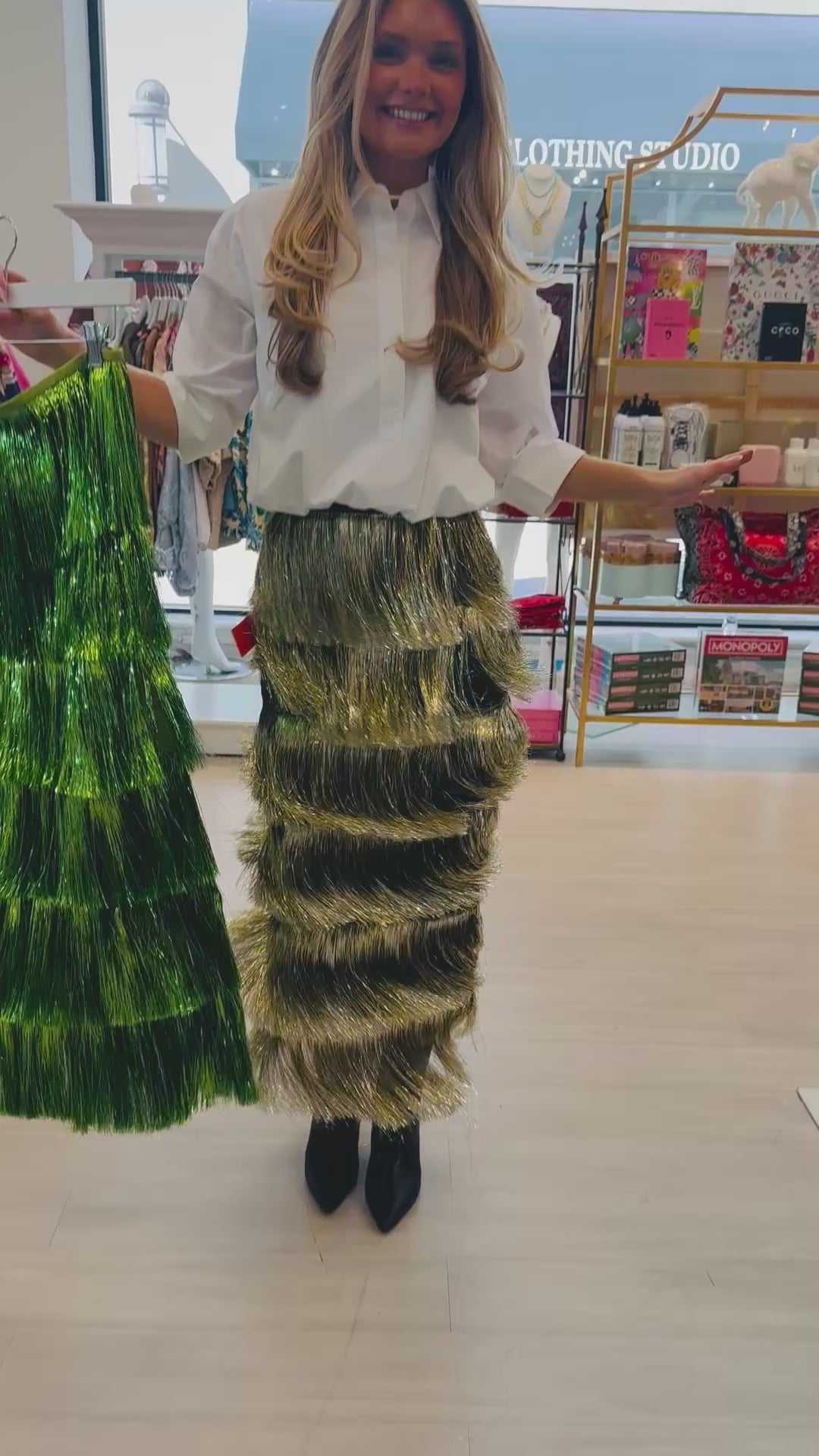 Liv Metallic Fringe Skirt | Silver/Gold