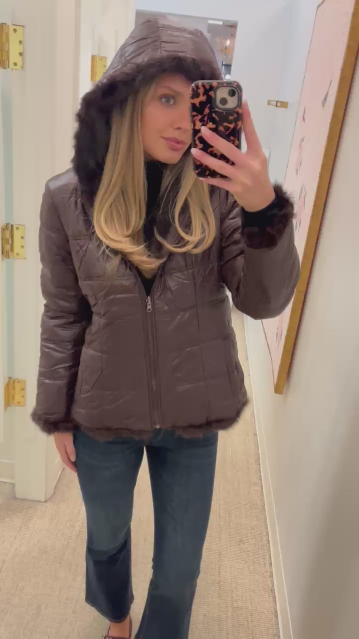 Rex Rabbit Reversible Jacket with Hood | Brown