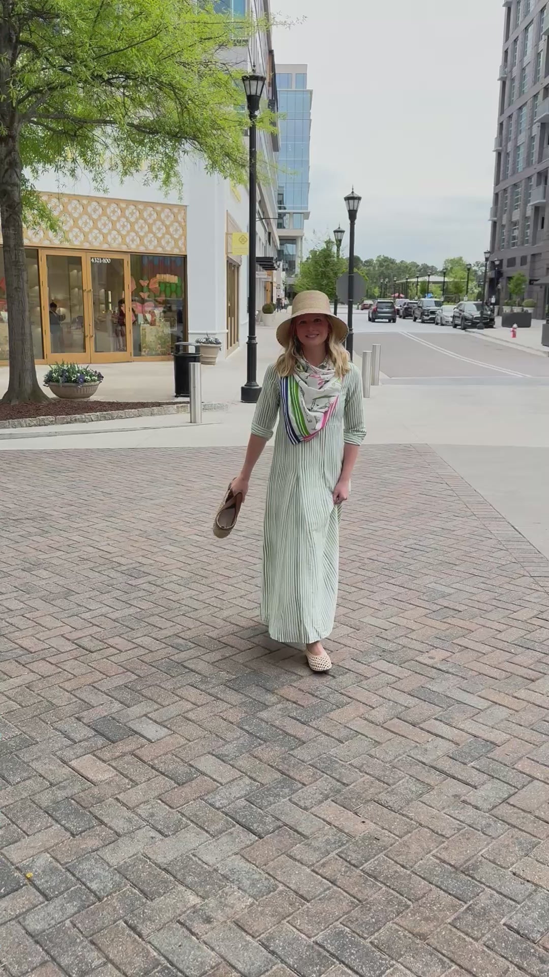 Alexa Dress | Green English Stripe