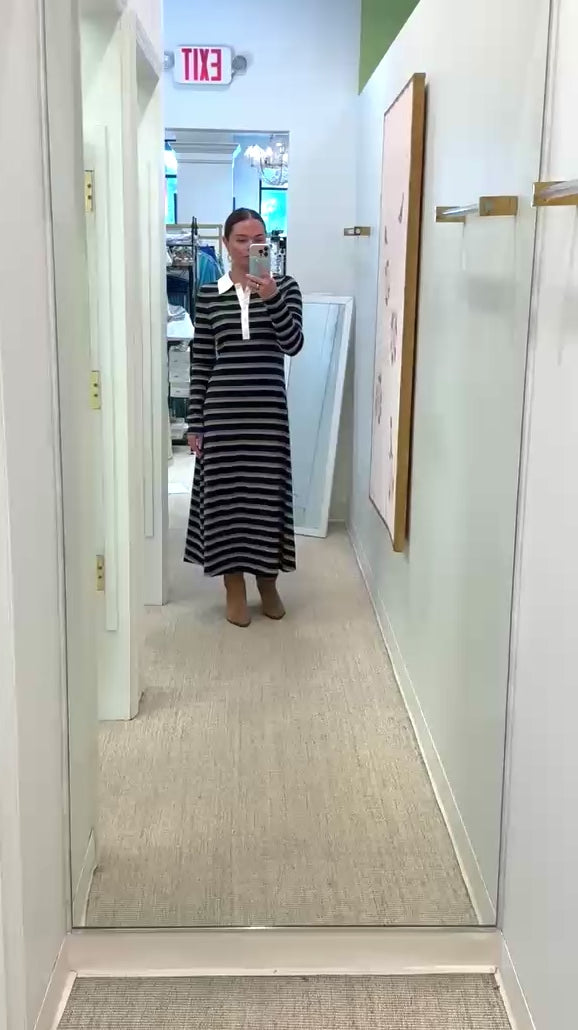 Faye Knit Dress | Multi Stripe Navy