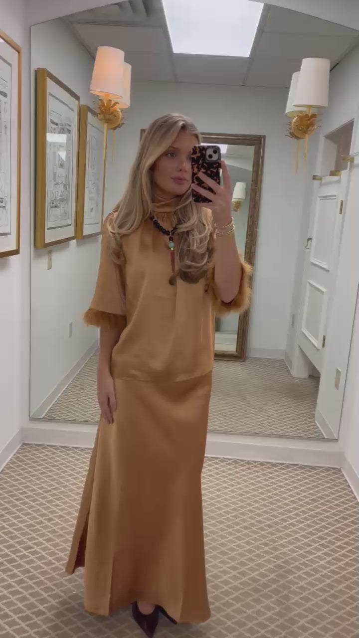 Lainey Feather Blouse | Champagne