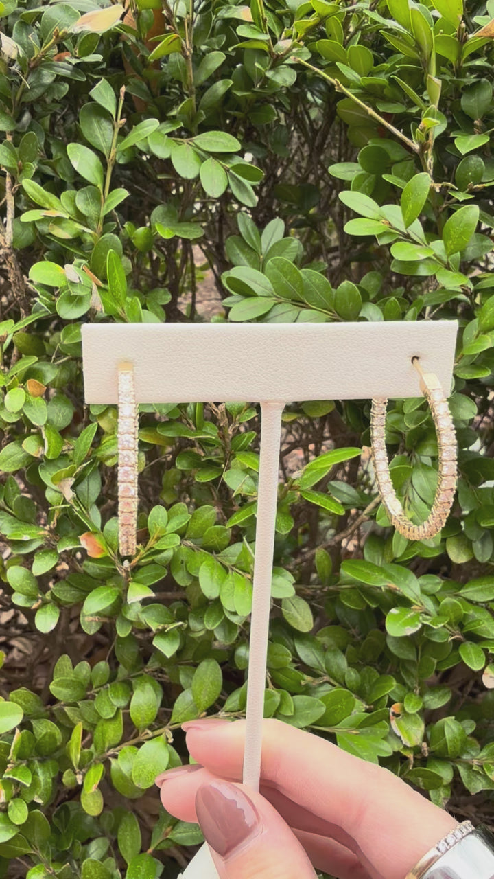 14kt 3ct Diamond Hoops E5693