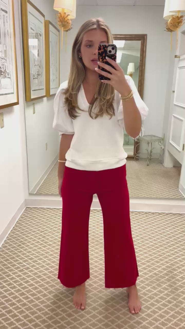 Meg High Rise Fab AB Wide Leg | Ruby Red