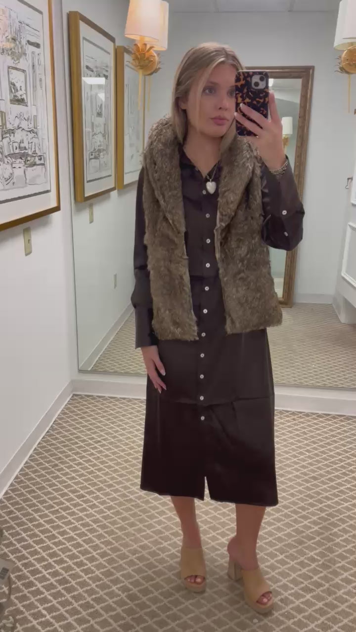 The Reed Blended Fur Vest | Chocolate Blend