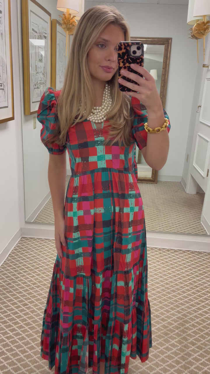 Margot Dress | Poinsettia Tartan