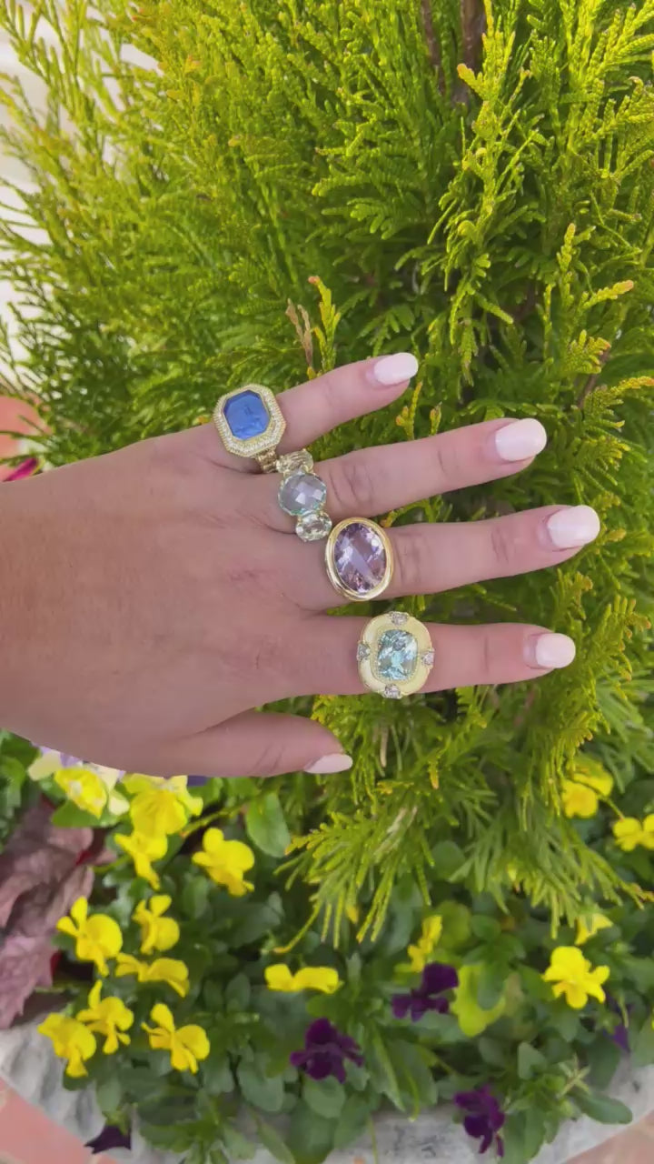 14kt Gld Aqua .12pts Dia Ring