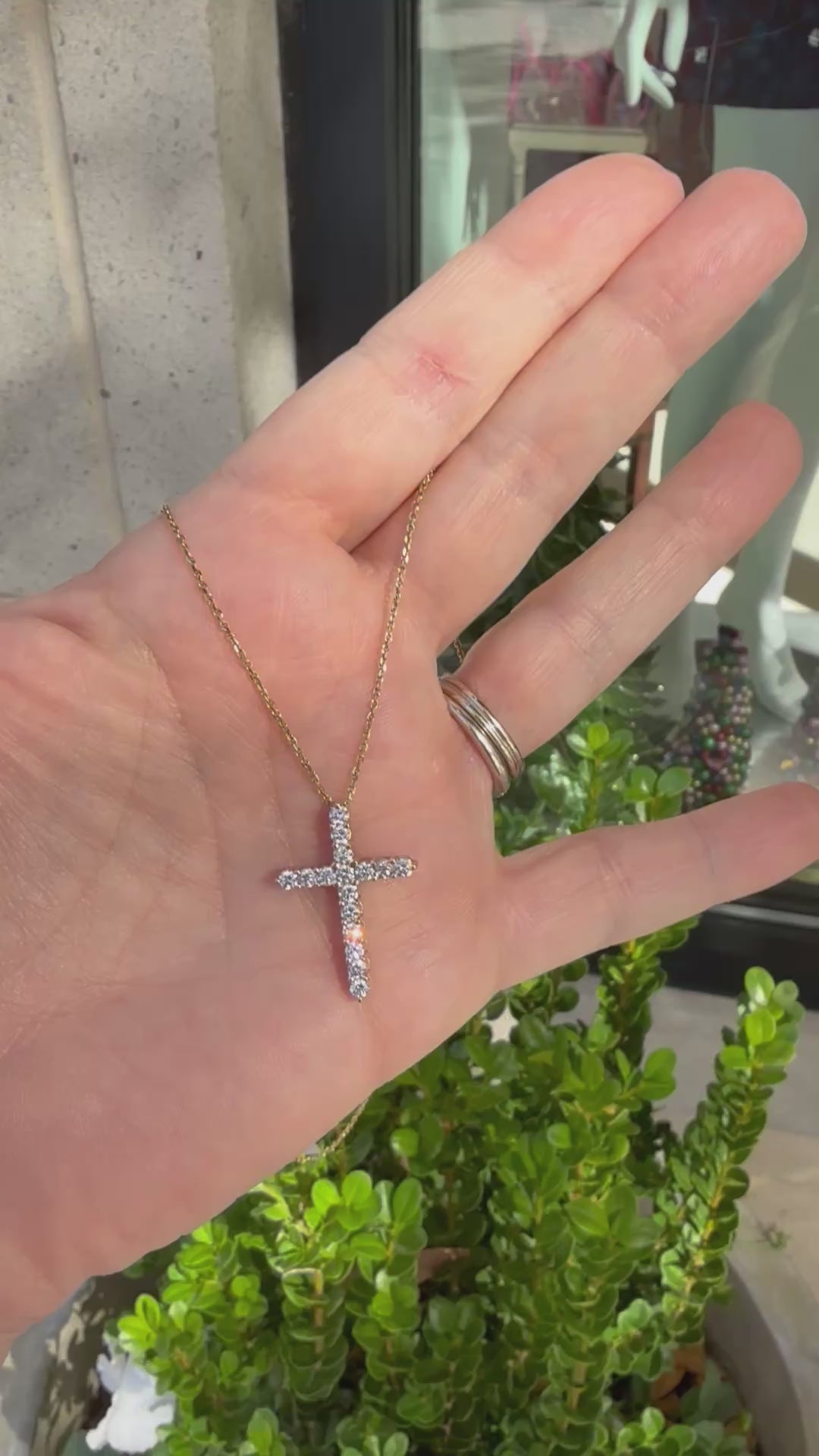 14 Karat Diamond Cross Necklace