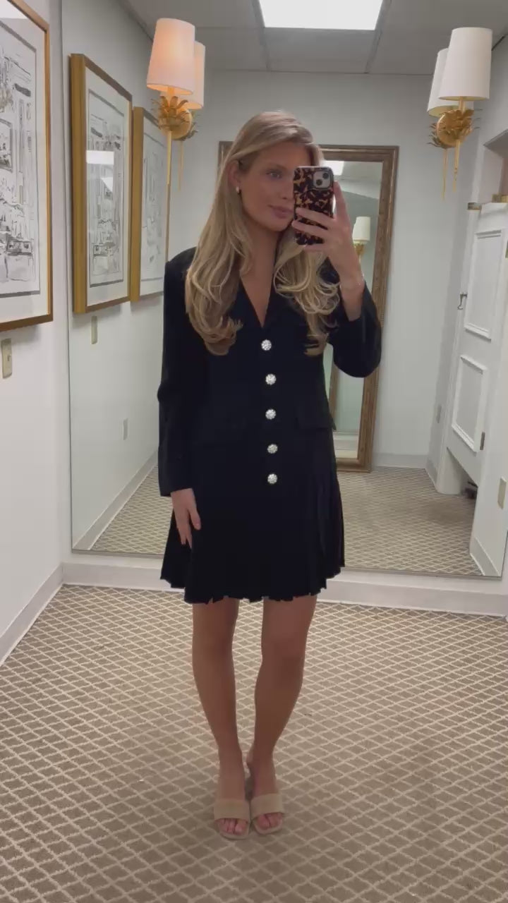 Kelly Crystal Button Blazer | Black