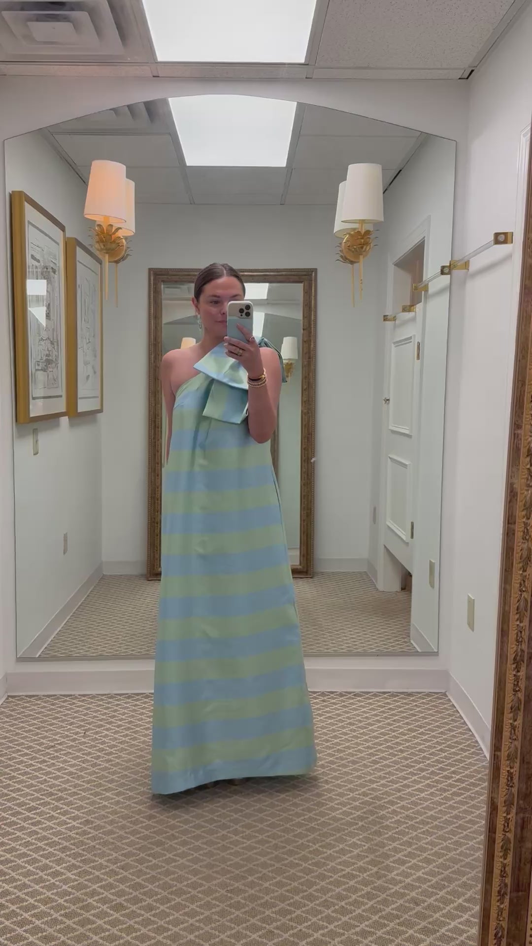 Cassie Gown | Sky Blue Stripe Mikado
