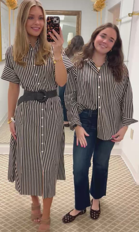 Gibbons Dress | Ganache Pinstripe