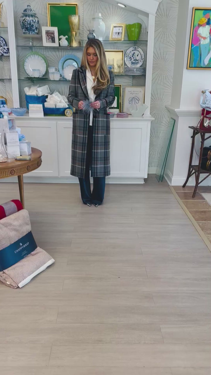 Long Plaid Wool Coat