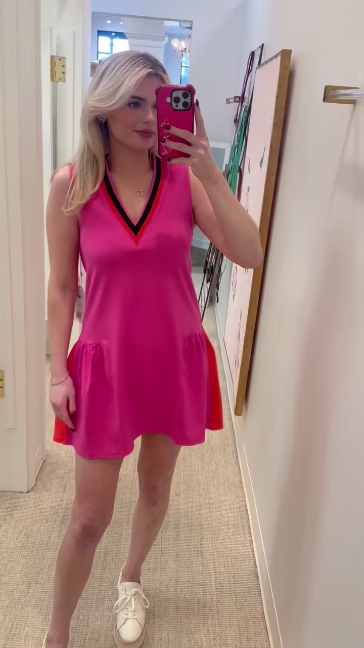 Varsity Daisy Dress | Berry Colorblock