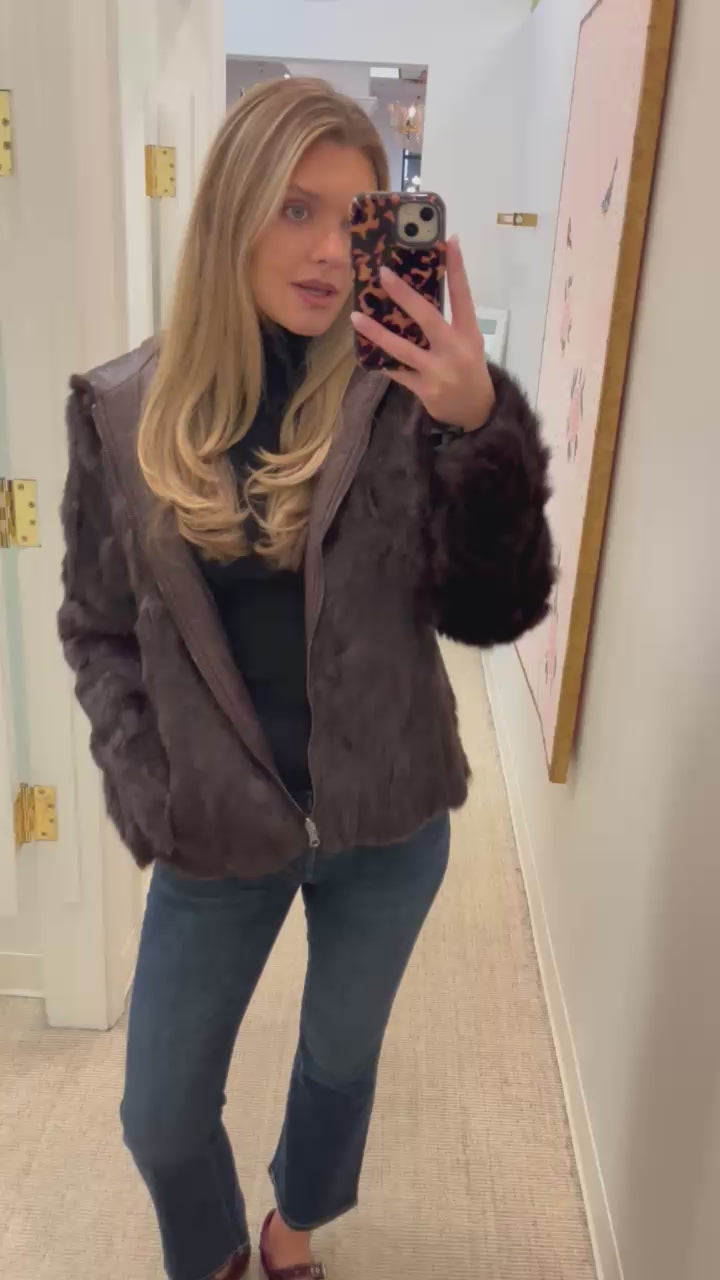 Rex Rabbit Reversible Jacket with Hood | Brown