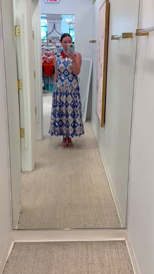 Sleeveless Piped Maxi Dress | Blue Asterias