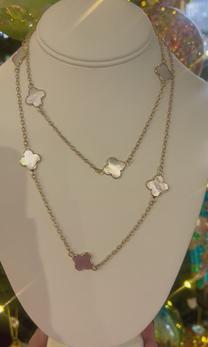 14kt Mother of Pearl Clover Necklace