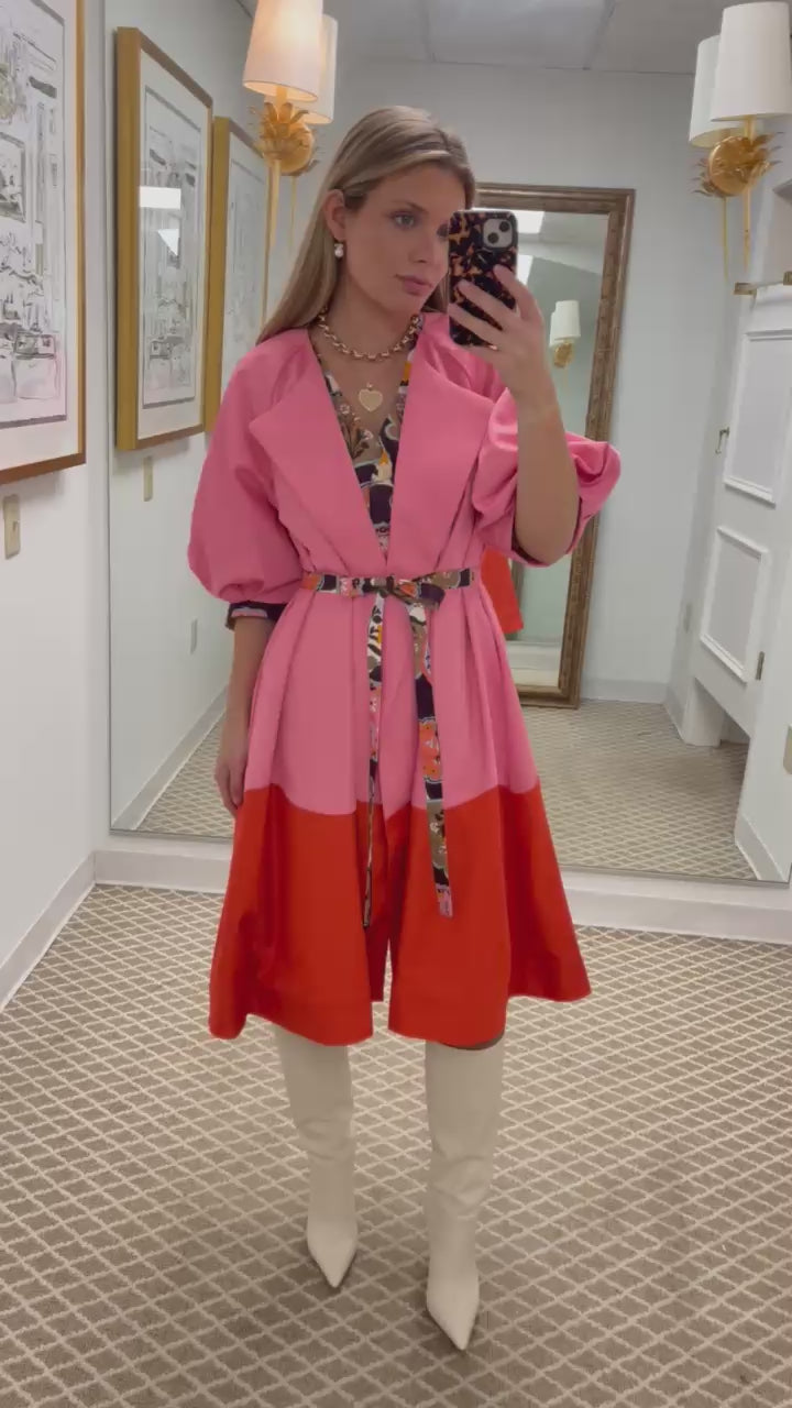 Taryn Coat | Pink Color Block