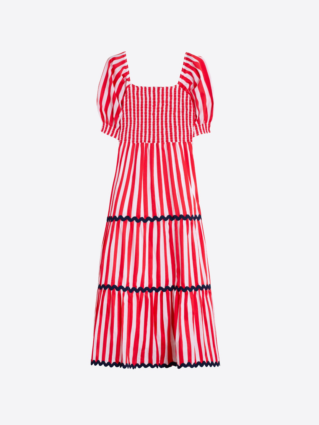 Smocked Maxi Dress | Red & White Stripe