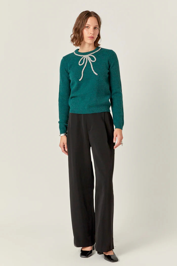 Rhinestone Bow Sweater