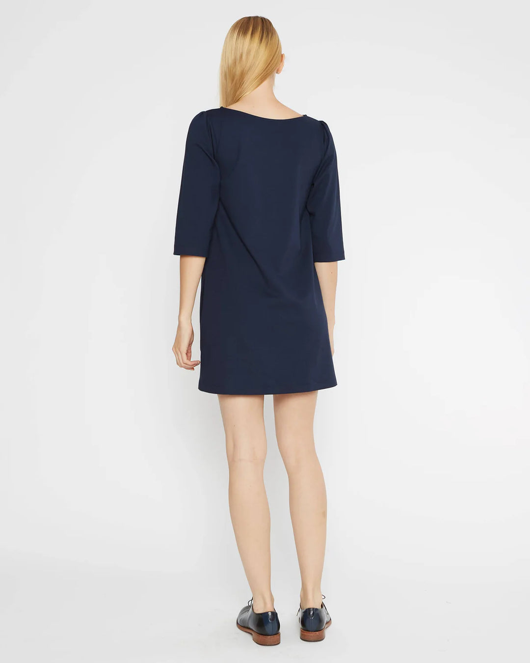 Ponte Knit A-Line Dress | Navy