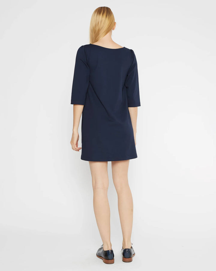 Ponte Knit A-Line Dress | Navy