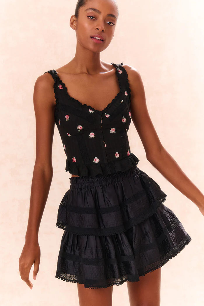Ruffle Mini Skirt | Black