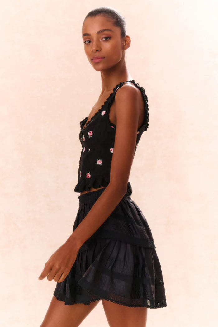 Ruffle Mini Skirt | Black