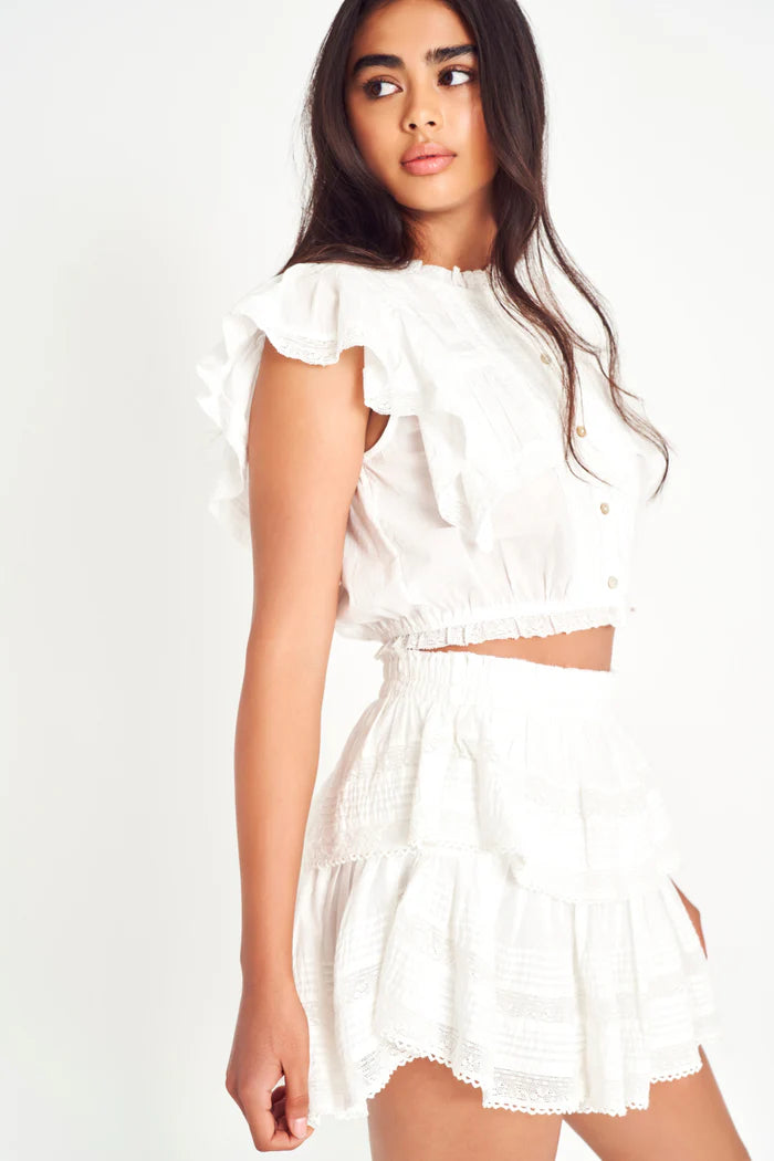 Ruffle Mini Skirt | Antique White