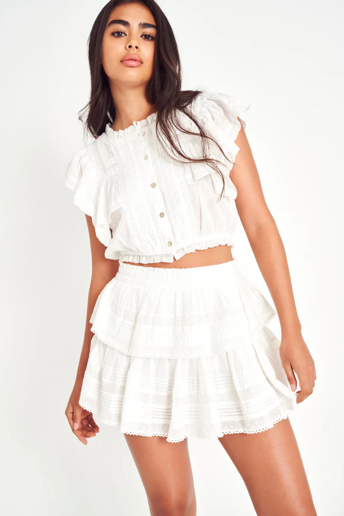 Ruffle Mini Skirt | Antique White