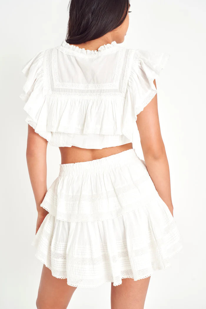 Ruffle Mini Skirt | Antique White
