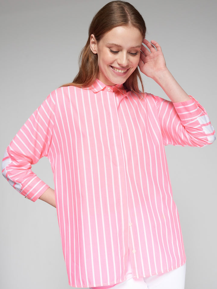 Louisa Shirt | Pink & White Stripe