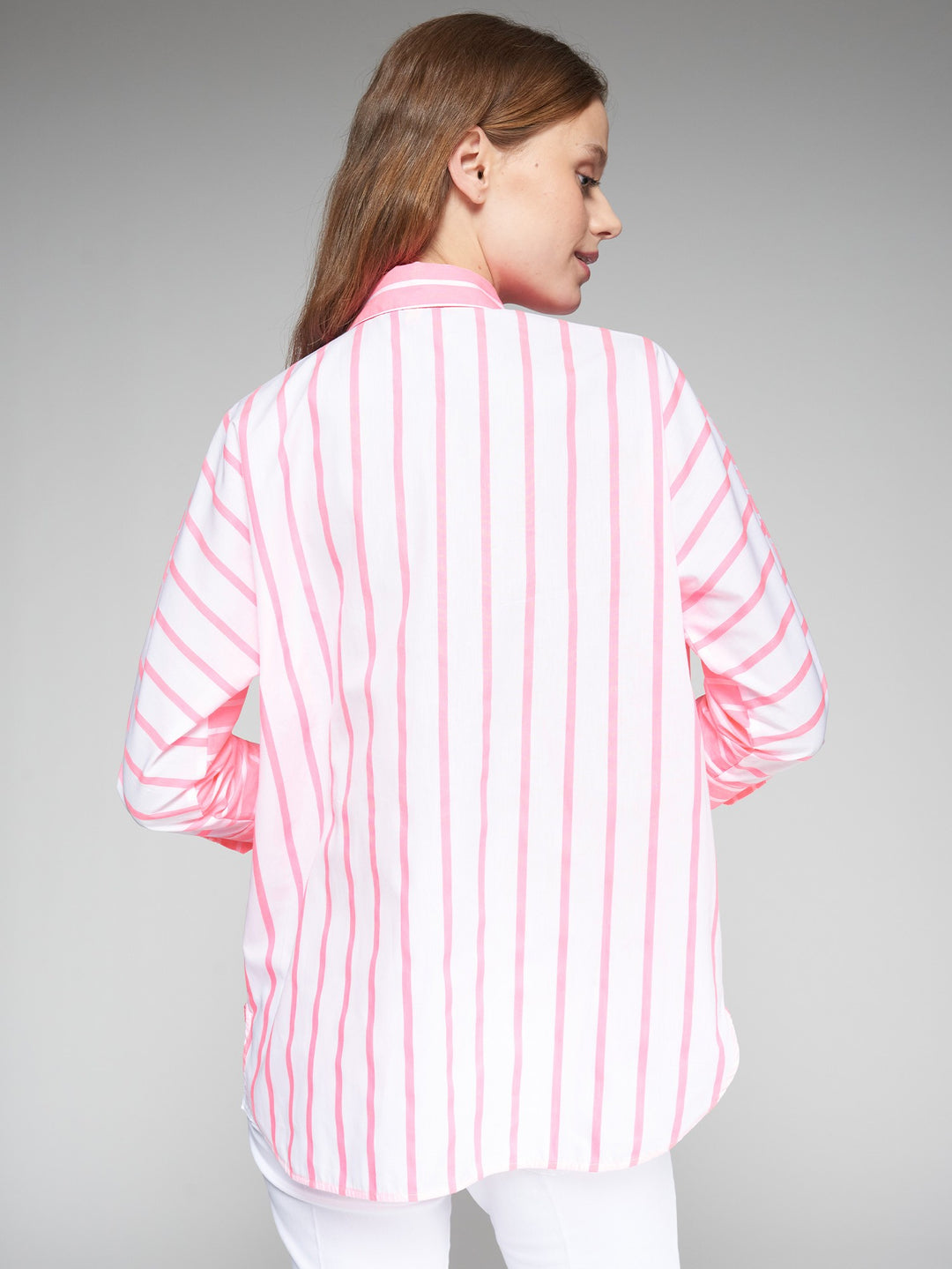 Louisa Shirt | Pink & White Stripe