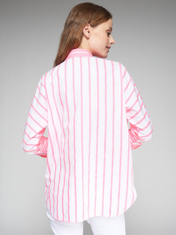 Louisa Shirt | Pink & White Stripe