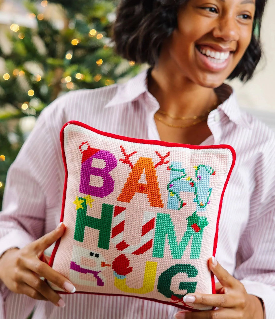 Bah Humbug Needlepoint Pillow