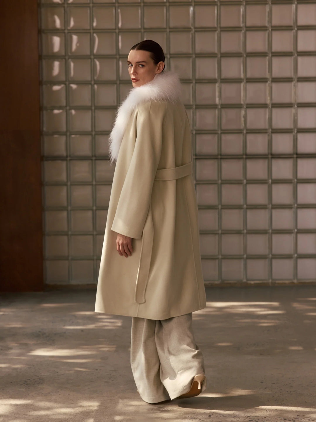 Signature Fur Collar Coat | Ivory