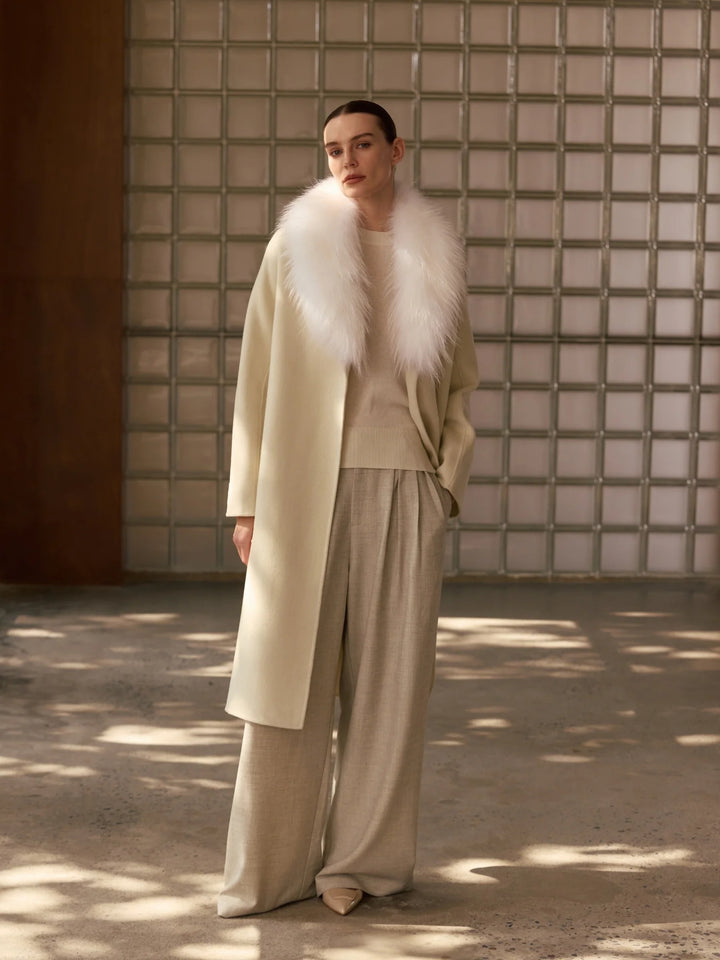 Signature Fur Collar Coat | Ivory