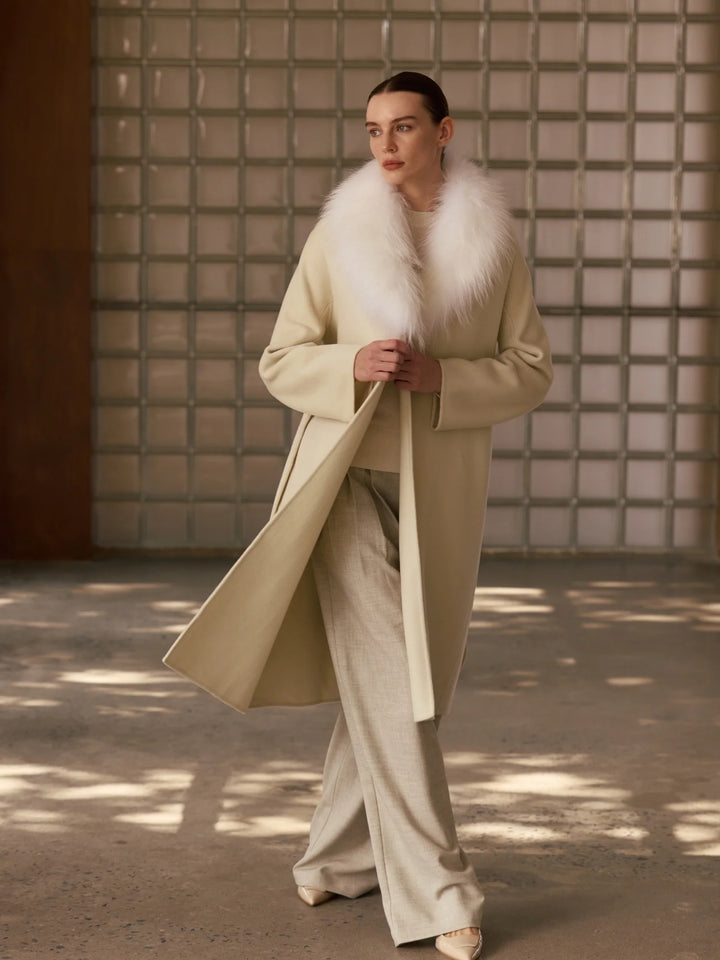 Signature Fur Collar Coat | Ivory